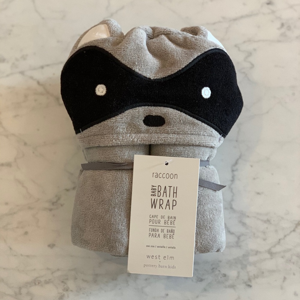 Pottery Barn Raccoon hooded towel
